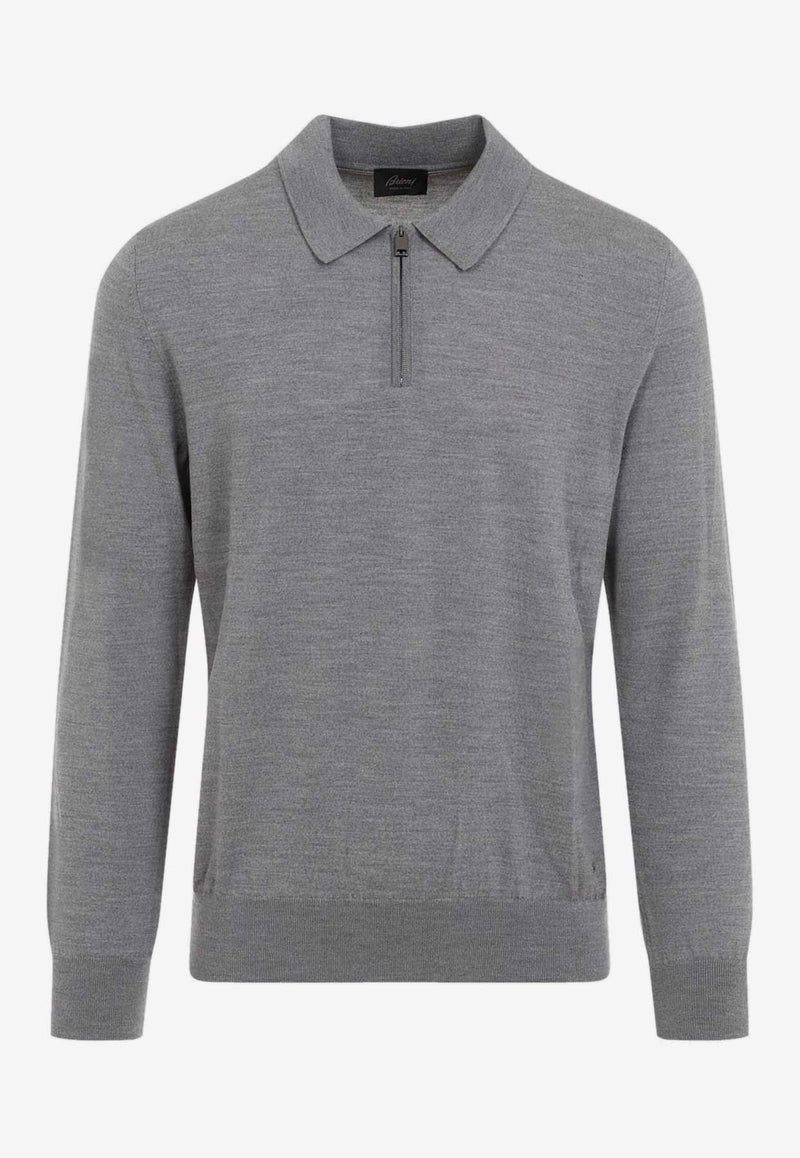 Half-Zip Wool Polo Sweater