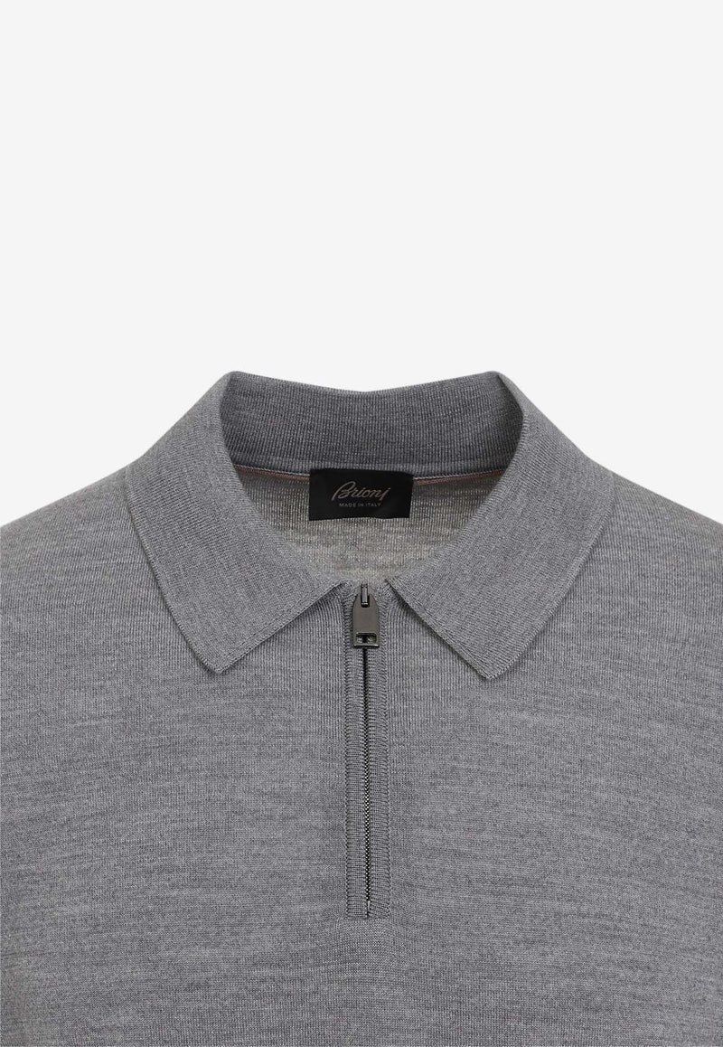 Half-Zip Wool Polo Sweater