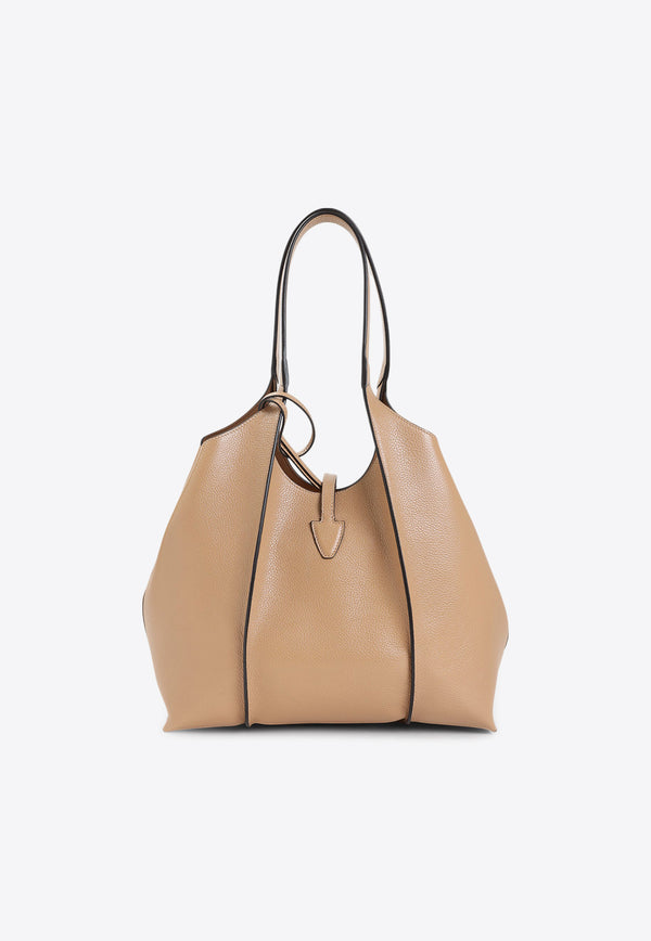 Small T Timeless Grained Leather Tote Bag