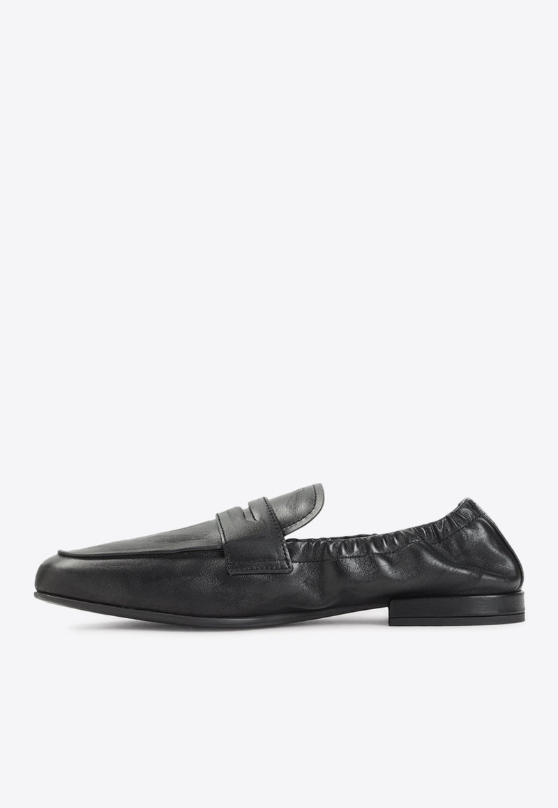 Elastic Calf Leather Loafers