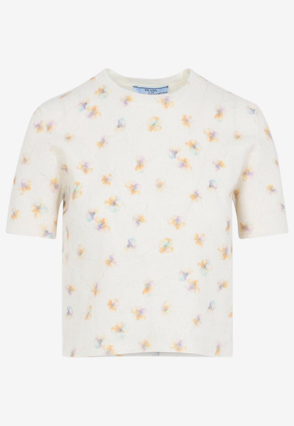 Floral Short-Sleeved Sweater