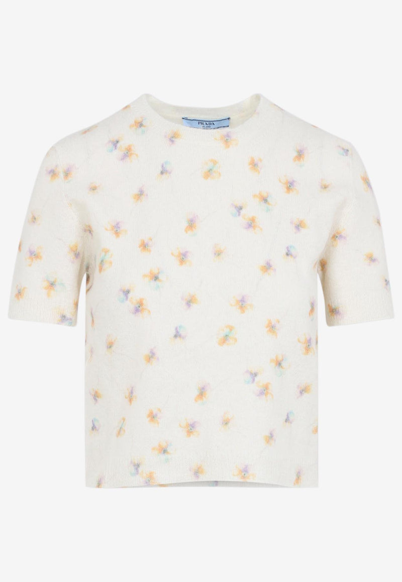 Floral Short-Sleeved Sweater