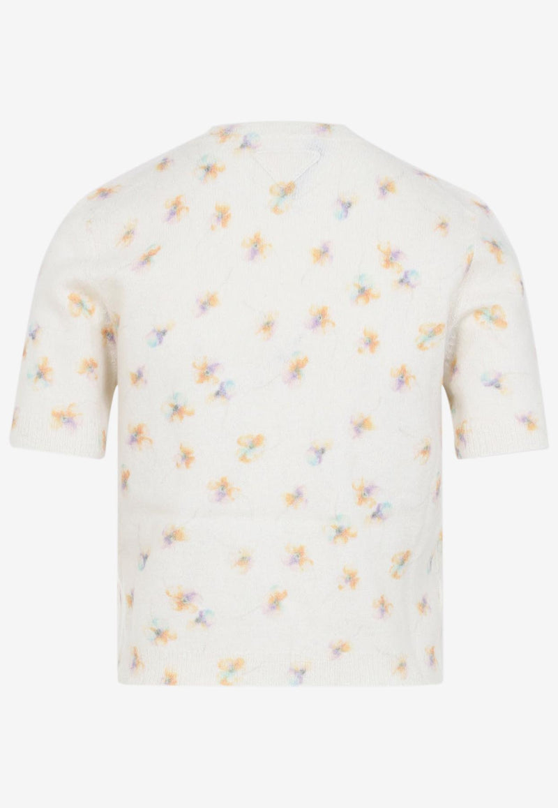 Floral Short-Sleeved Sweater
