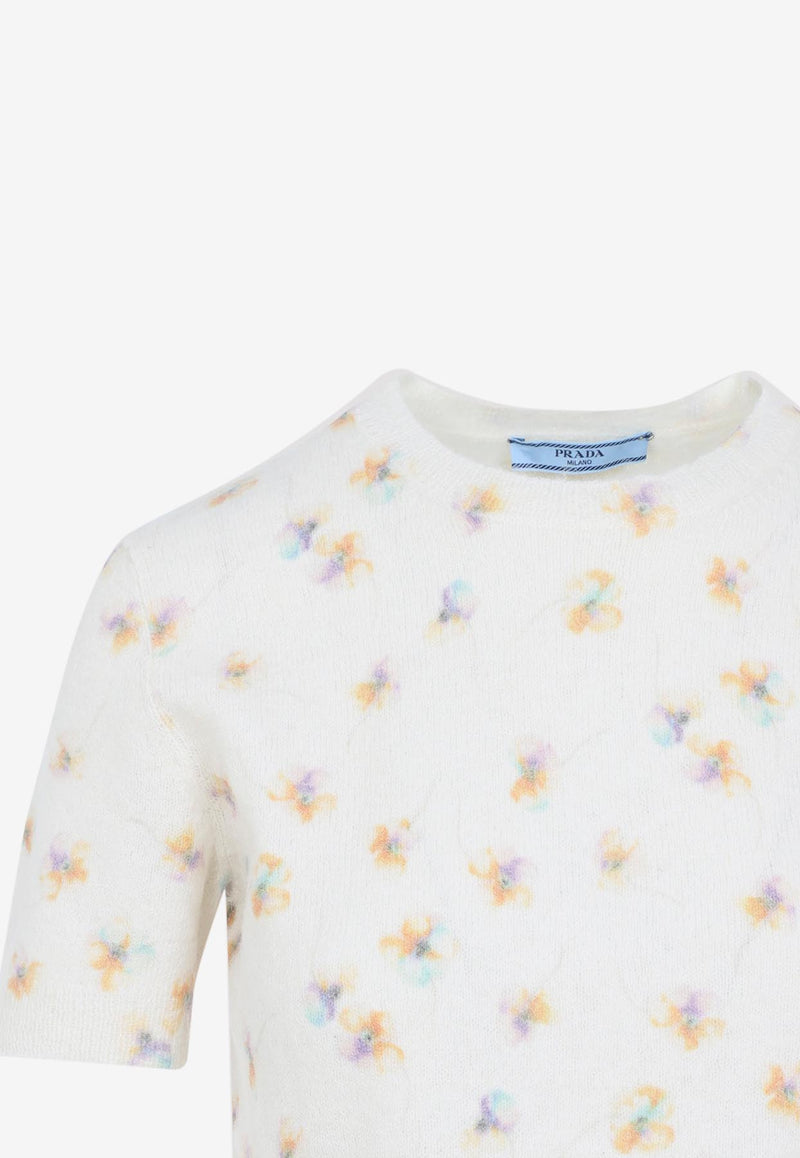Floral Short-Sleeved Sweater