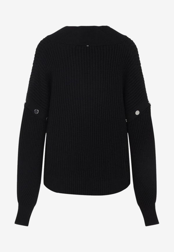 Tay V-neck Snap-Buttons Sweater