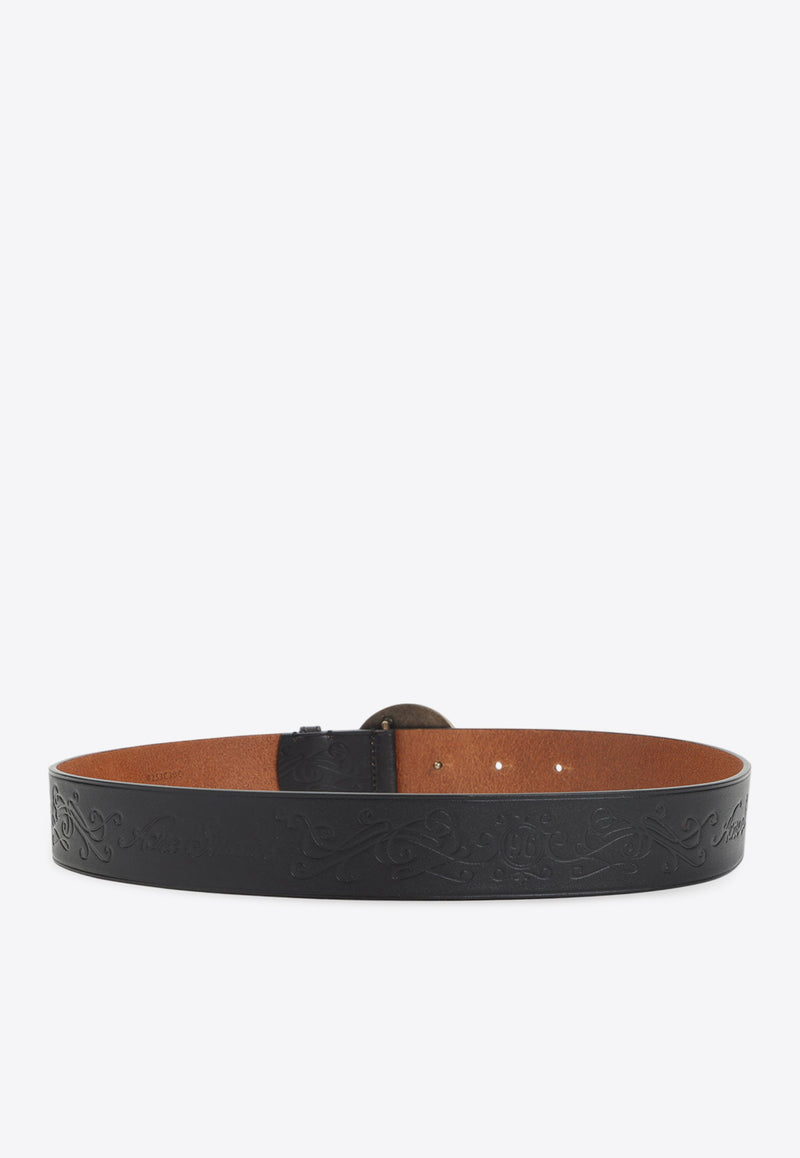 Logo-Embossed Leather Belt