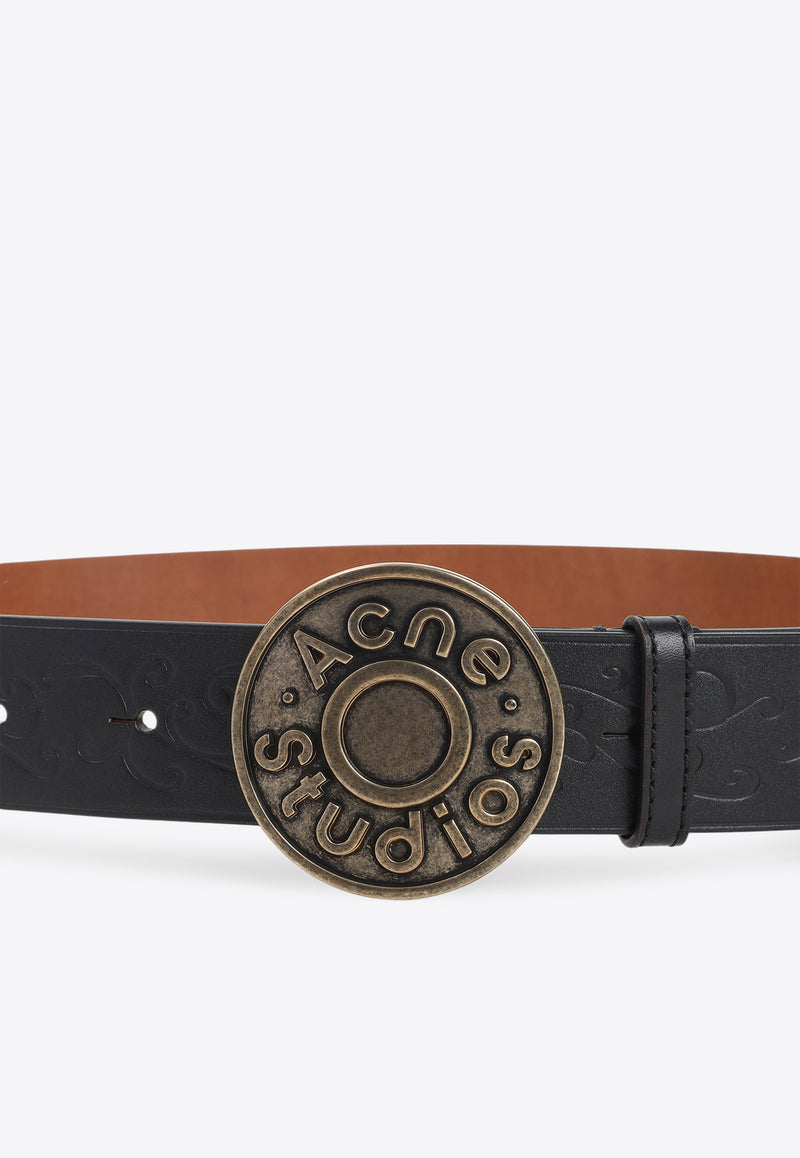 Logo-Embossed Leather Belt