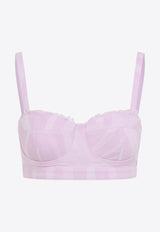 Brasier Cropped Tops with Lace-Inserts