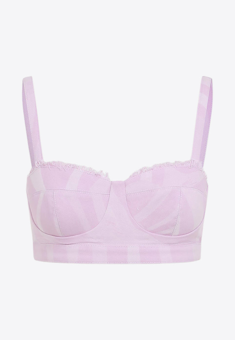 Brasier Cropped Tops with Lace-Inserts