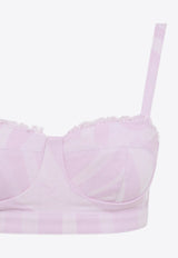 Brasier Cropped Tops with Lace-Inserts