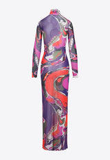 Printed Tulle Maxi Dress