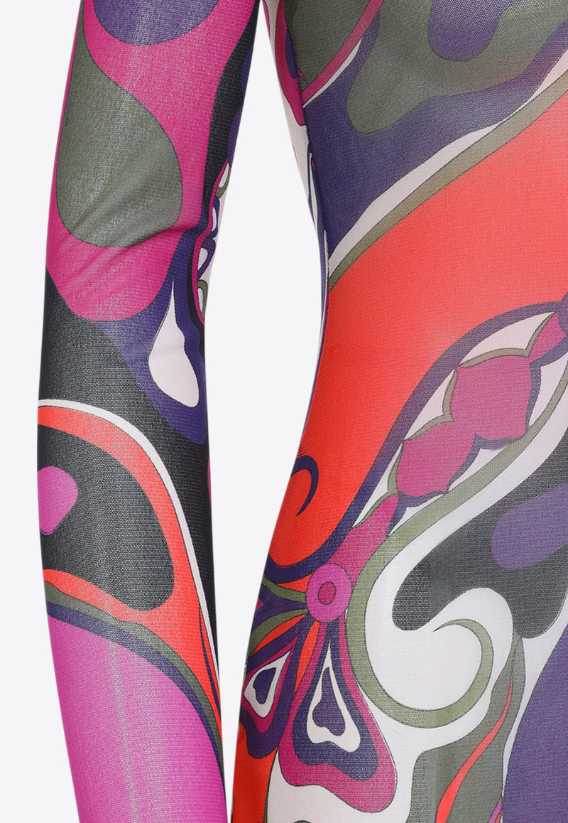 Printed Tulle Maxi Dress