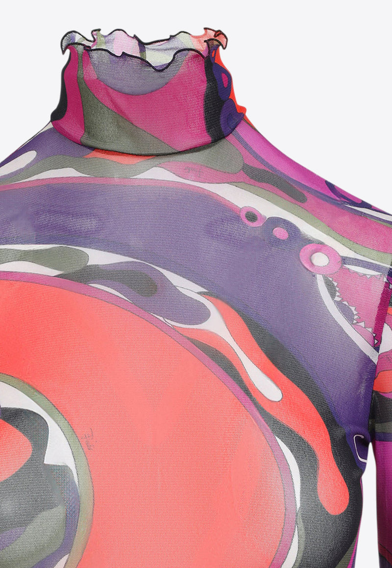 Printed Tulle Maxi Dress