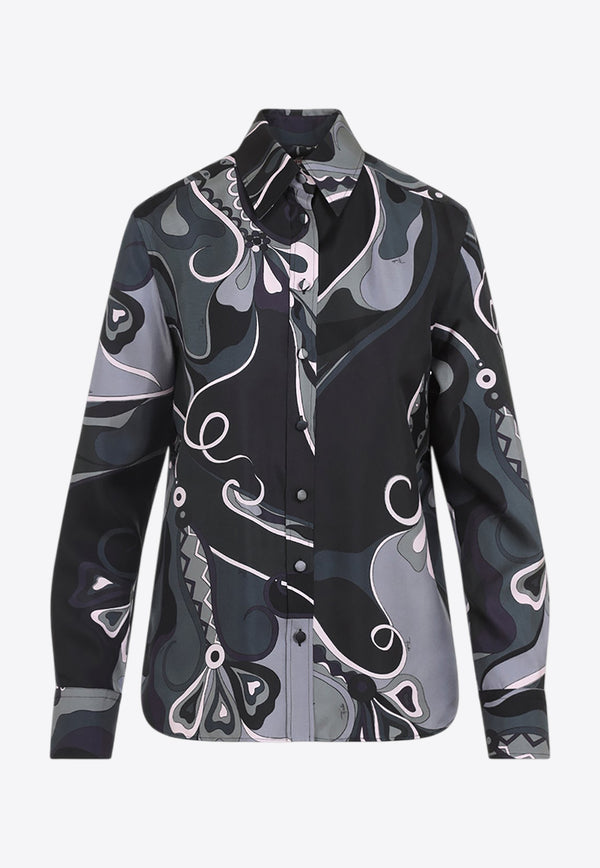 Silk Printed Long-Sleeved Shirt