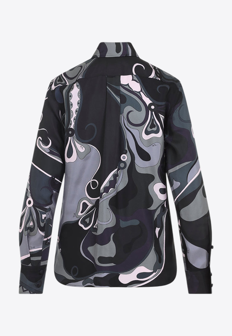 Silk Printed Long-Sleeved Shirt