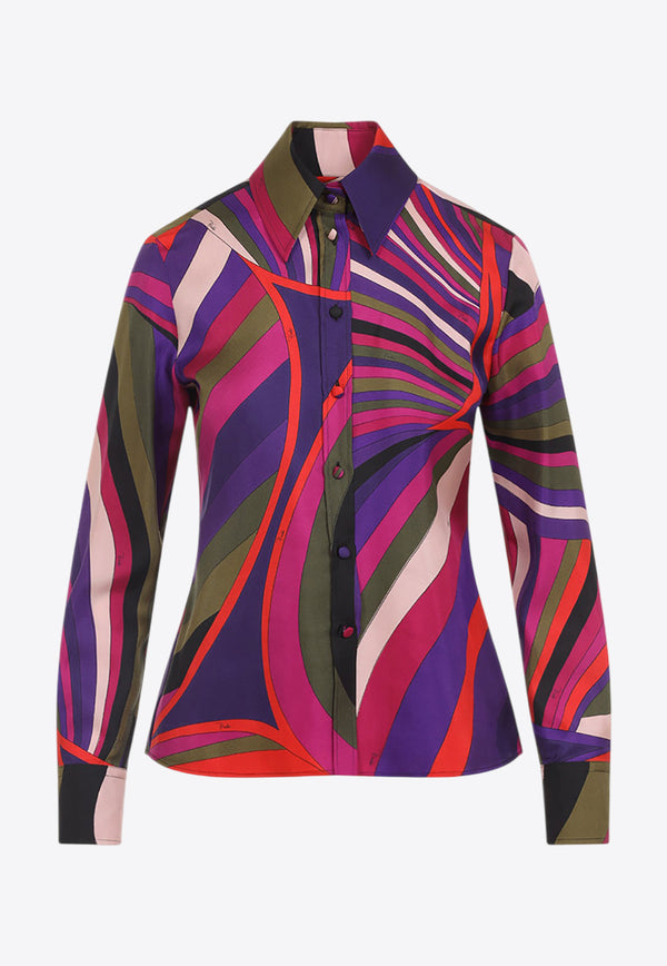 Silk Printed Long-Sleeved Shirt