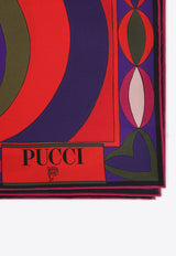Patterned Silk Scarf with Logo-Print