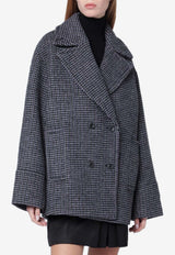 Calvin Klein Double-Breasted Houndstooth Short Coat Gray 044D531GWO/R_CALVK-0RJ