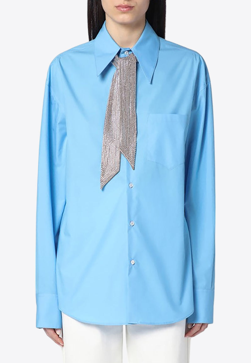 Giuseppe Di Morabito Rhinestone Scarf Buttoned Shirt Blue 04SSTO231X04425/Q_MORAB-82