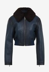 Aviator Leather Cropped Jacket