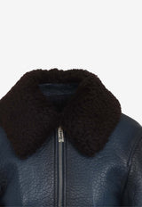 Aviator Leather Cropped Jacket