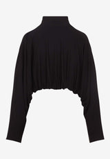 Draped Cropped Zip-Up Jacket