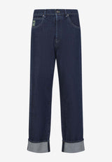 Straight-Leg Turn-Up Jeans