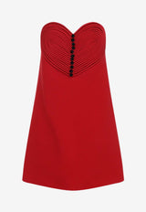 Embroidered Heart Strapless Mini Dress