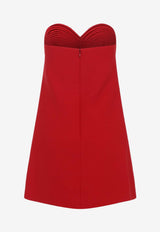 Embroidered Heart Strapless Mini Dress