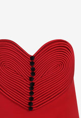 Embroidered Heart Strapless Mini Dress