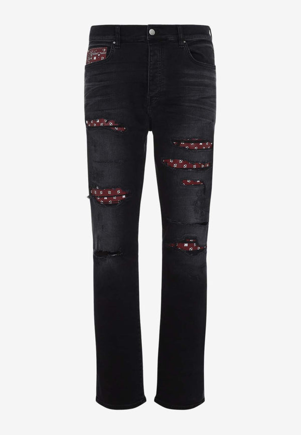 Bandana Repaired Slim Jeans