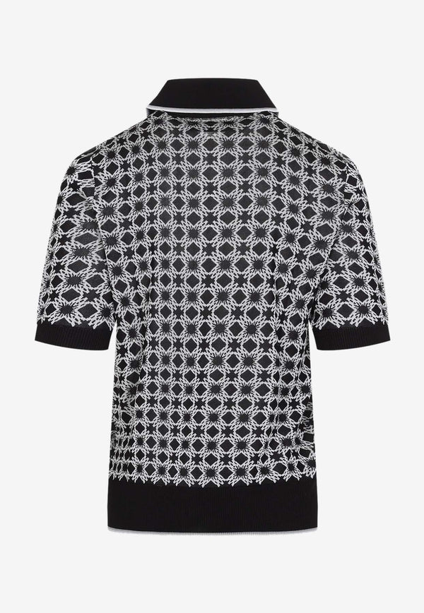 Quad Geometric Pattern Polo T-shirt