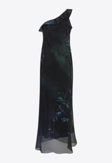 One-Shoulder Draped Midi Dress
