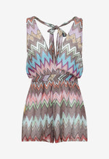 V-neck Lurex Chevron Playsuit