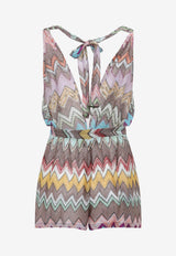 V-neck Lurex Chevron Playsuit