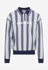 Long-Sleeved Stripe Polo T-shirt