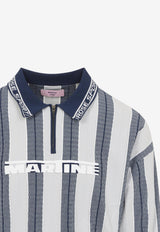 Long-Sleeved Stripe Polo T-shirt