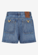 Metal V Mini Denim Shorts