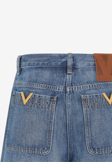 Metal V Mini Denim Shorts