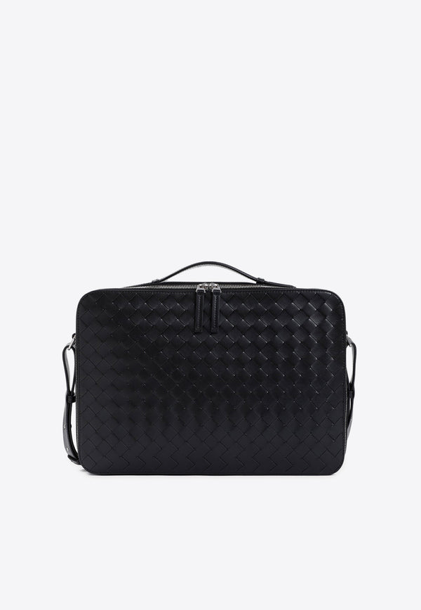 Getaway Slim Briefcase in Intrecciato Leather