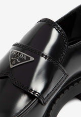 Triangle Logo Chocolate Brushed Leather Loafers