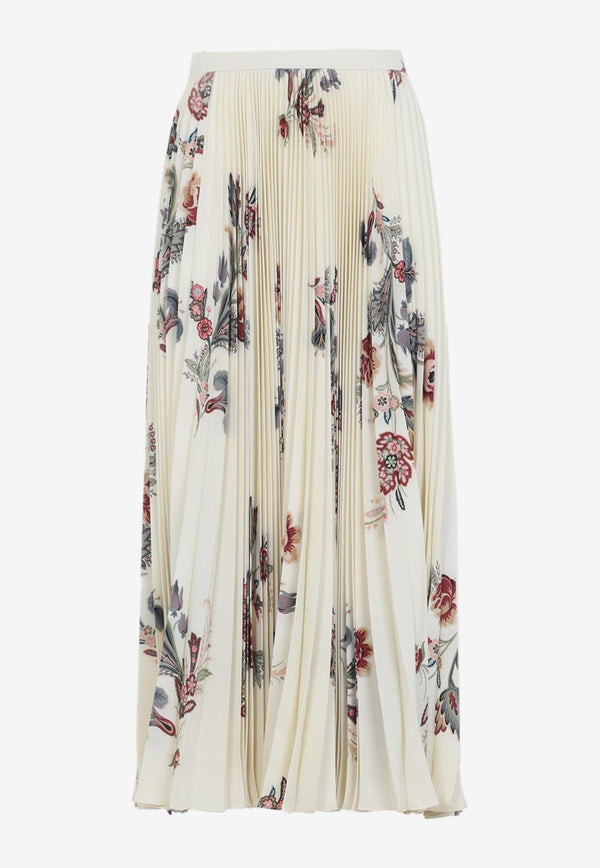 Plisse Floral Midi Skirt