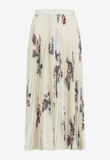 Plisse Floral Midi Skirt