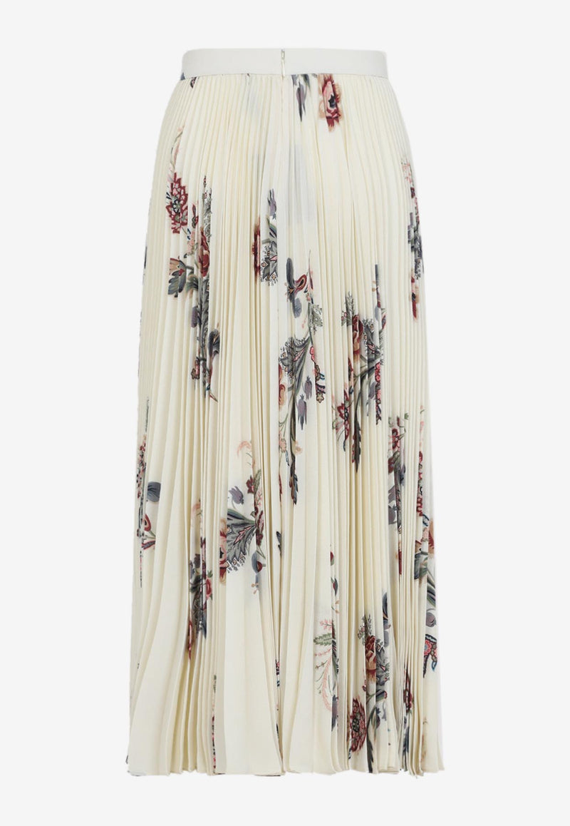 Plisse Floral Midi Skirt