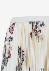 Plisse Floral Midi Skirt