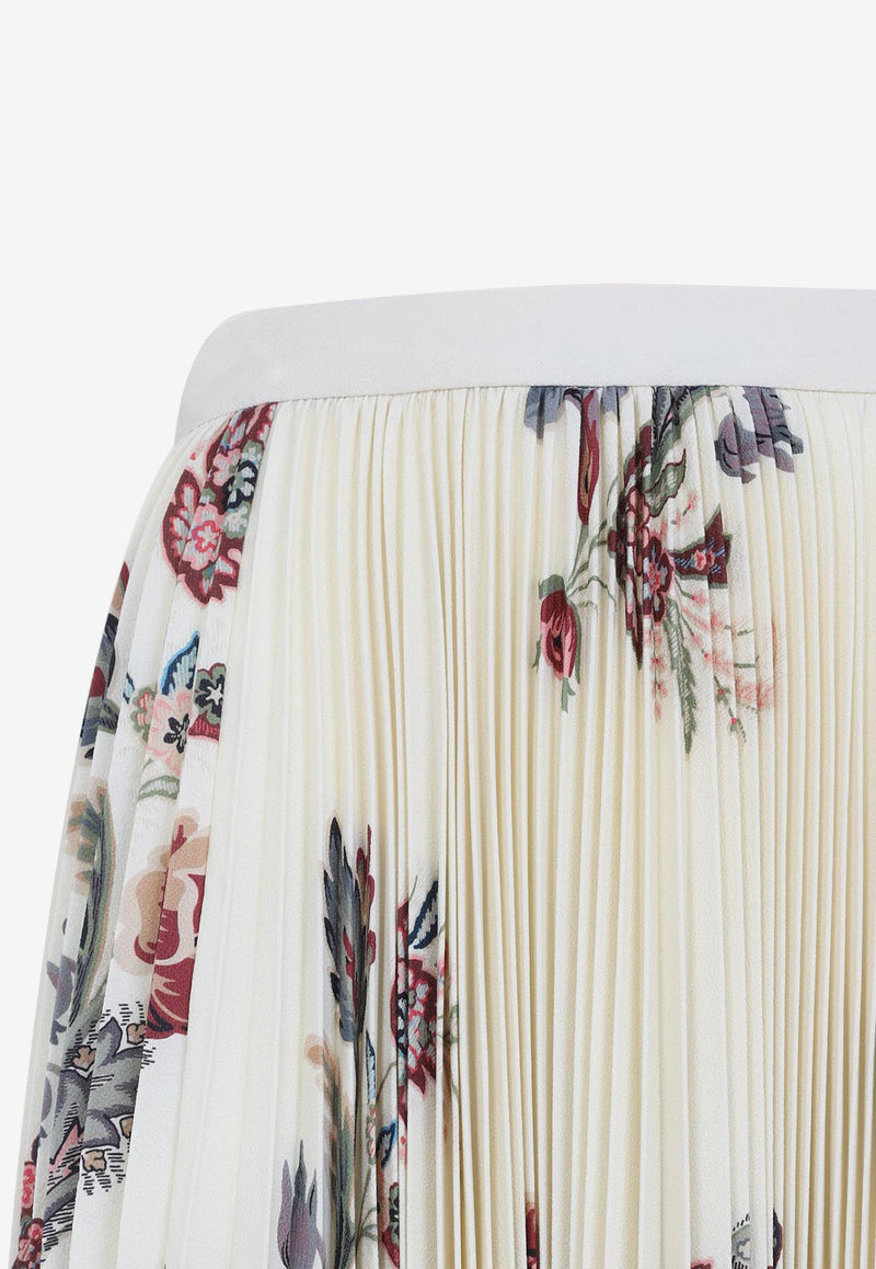 Plisse Floral Midi Skirt