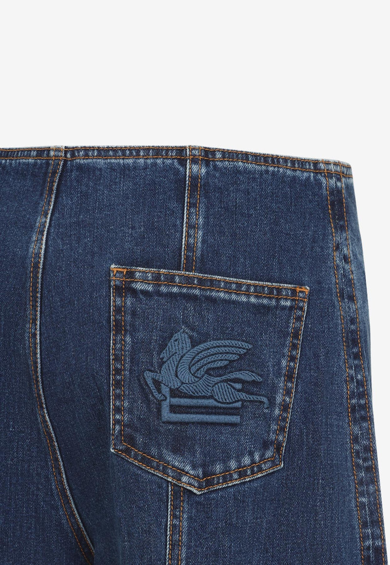 Pegaso-Embroidered Straight-Leg Jeans