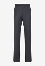 Logo-Patch Slim-Leg Wool Pants
