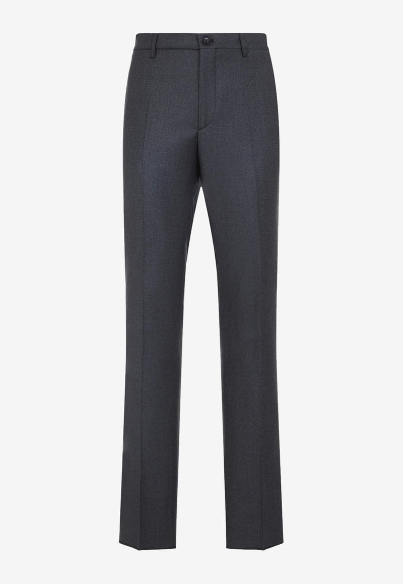 Logo-Patch Slim-Leg Wool Pants