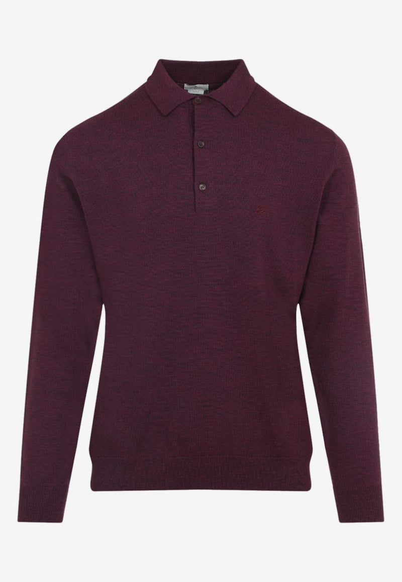 Knitted Long-Sleeved Polo Sweater